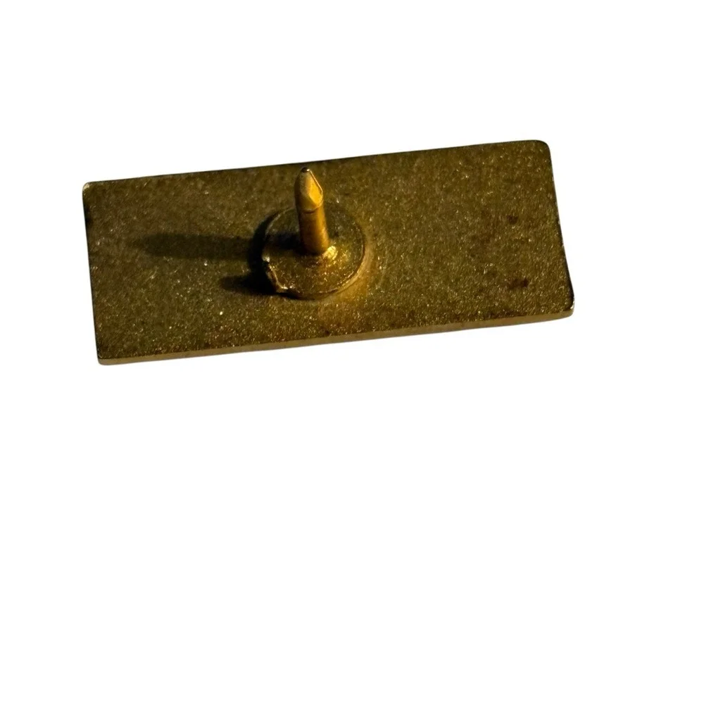Coronation Sword Lapel Hat Pin Pinback‎ Tie Tack Red Rectangle Vintage Enamel